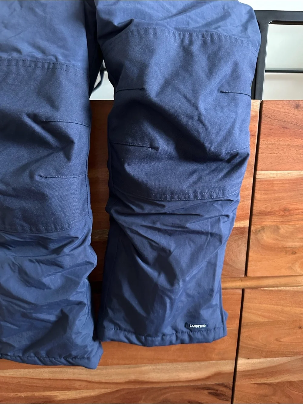 Lands' End Navy Kids Squall Waterproof Insulated Iron Knee Snow Bibs